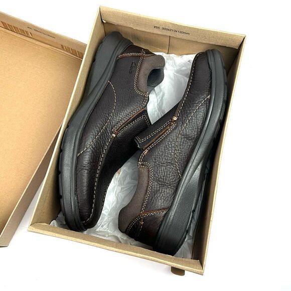 NWB Clarks Collection Cotrell Step Slip-On Shoes Brown Leather Men’s size 9W - Picture 10 of 15